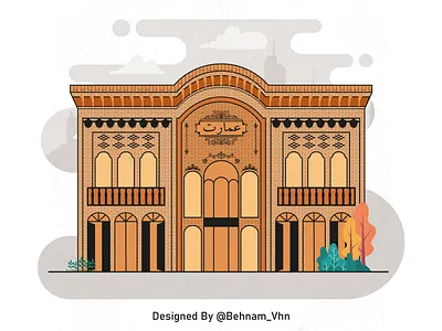 Persian Palace architecture design illustration iran vector