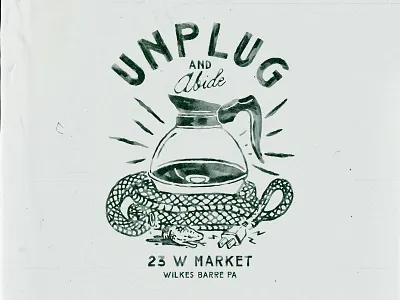 Unplug and Abide badge design badges branding coffee coffee shop illustration old t shirt design vintage vintage badge vintage design