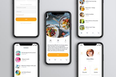 Healthy Food - Agency client analytics app design flat food app foodie health app materialdesign product design tracking app typography ui ux visual design web