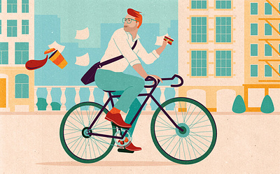 Cosmopolitan (DE) bicycle character design city illustration cosmopolitan cycling editorial editorial illustration illustration illustrator lifestyle lifestyle illustration magazine illustration summer summertime textured vector