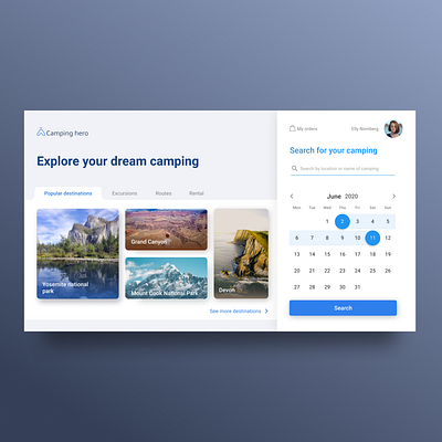 Camping service calendar first screen service services