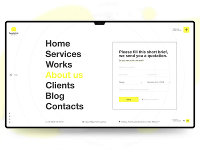 Burger Menu Animation branding burger burger menu clean form illustration menu minimal motion navigation popup ui ux webdesign website yellow