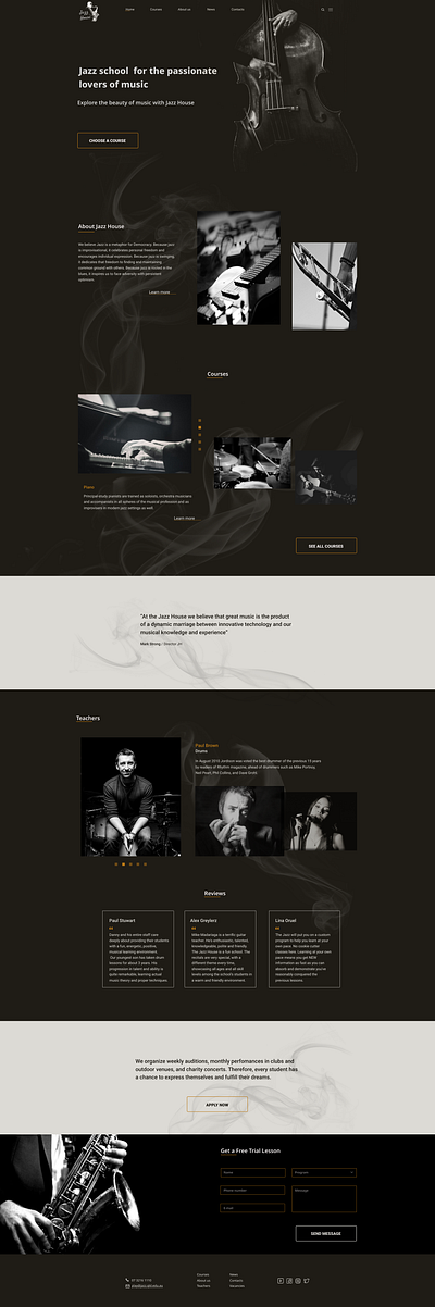 Music courses blues course courses design education first shot firstshot hello dribble hellodribbble jazz landing music music ui new school study ui violin web webdesign