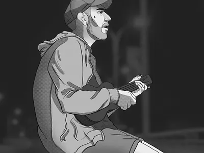 Musician 2d character illustration man music musician texture ukulele