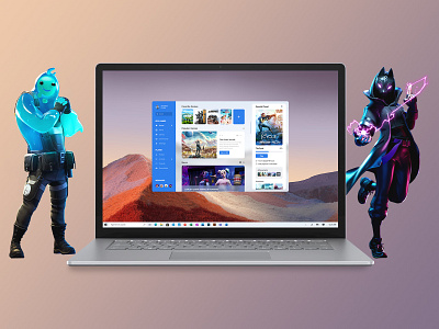 Concept Epic Games | Promo #9 advertising app application characters concept design desktop epic games fortnite games heroes home launcher notebook player promo start user ux windows 10