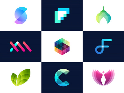 Vol 6 : Collection Of Minimal Logos With Transparency 3d app branding colorful gradient icon identity illustration logo logocollection logodesign transparency ui