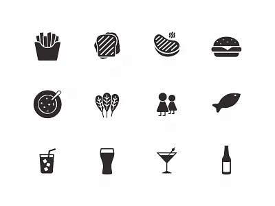 Steak N' Roll icon set american burger drink fish food fries icon icon set kids salad soup steak