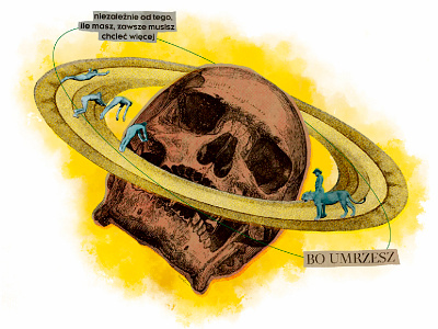 Consumption collage illustration skull