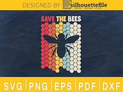 Vintage Retro Style Save The Bees bee bees branding crafts cricut design environment design illustration save the bees save the earth vector
