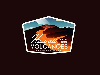 Hawaii Volcanoes Redux badge badge logo hawaii hawaiian island lava magma national park national parks outdoors vintage volcano