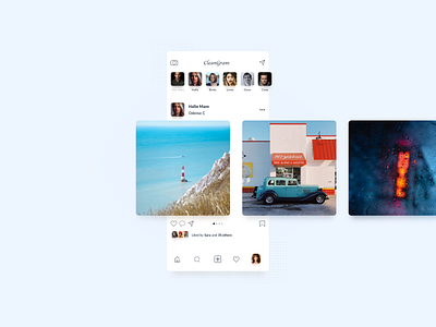Instagram design app application clean dashboard design icons image instagram interface minimal mobile photos ui ux white