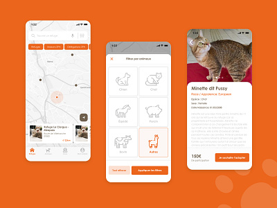 SPA - Find an animal animal app cat colors dailyui design filters ios map margot collavini search bar spa ui ux