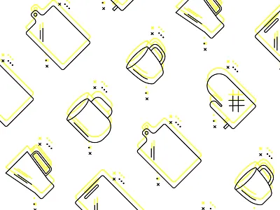 Kitchen utensils icon design iconography kitchen line art pattern a day pattern art