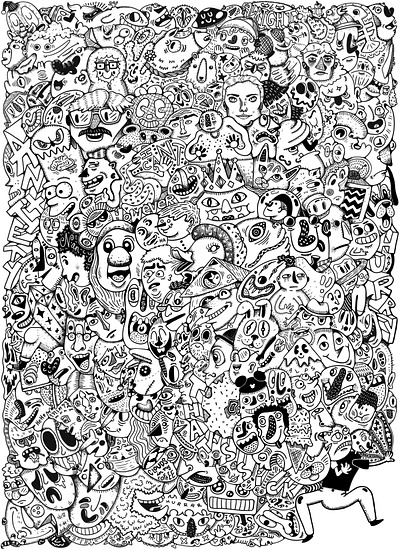 (Part of) A Doodle anxiety blackandwhite cartooning cartoons comics cool design digitalart doodle doodleart faces fun illustration partial doodle wtf