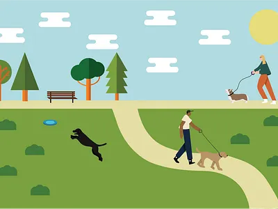 Dog Park Flat Illustration design dog dog park flat design graphic design illustrator vector