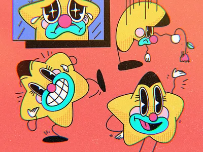 Clownery Star 🤡⭐️ cartoon character clown clownery flower ohvalentino retro star