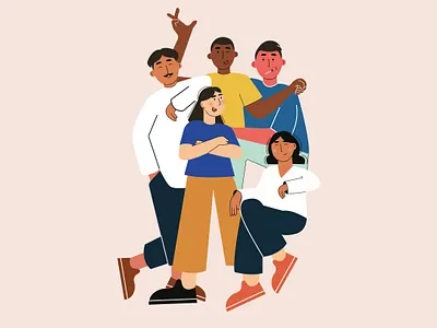 Friends bright colors friendsgiving friendship girl illustration illustration illustration art minimal vector