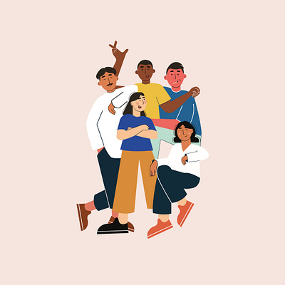 Friends bright colors friendsgiving friendship girl illustration illustration illustration art minimal vector