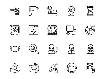 medical and corona virus icon set 3 branding design education graphic design iconset illustration isons line art line icons linework logo medical school typography ui ux vector