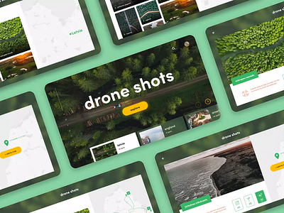 Drone Shots - All screens adobe xd adventure after effect animation app app design concept design drone interaction design latvia map photography route travel ui uiux ux web app web design