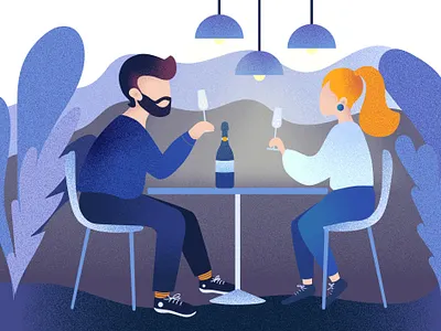 at the restaurant 2d character flat icon illustration natimade people restaurant
