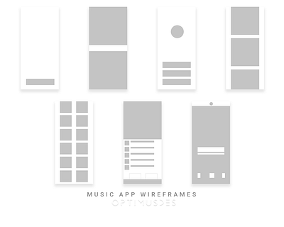 Music App wireframes android app concept design figma ios minimal mobile app design mockup music music app optimusdes prototype ui user experience user interface userflow ux wireframe