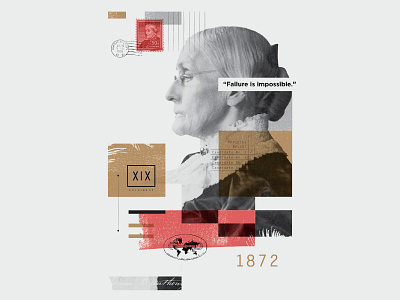 Susan B. Anthony⁣ collage illustration overlay texture