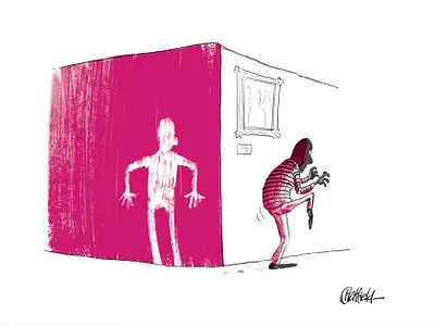 Museum Thief Cartoon captionless cartoon cartoon funny gag joke new yorker cartoon thief visual