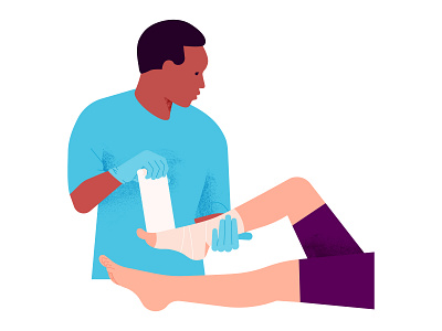 Nurse applying a tensor bandage bandage design doctor foot health healthcare hospital illustration injury man people person tensor bandage texture vector woman wrap