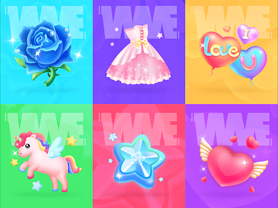 My girl heart series-Live gift affinitydesigner animation app design horse illustration image live gift love lovely rose skirt star wme