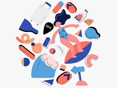 Beach Vibes design editorial flat geometric illustration web