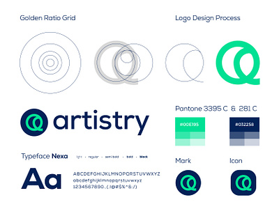 Golden Ratio Logo Design - Artistry a app app icon app logo branding business logo conceptual logo corporate creative designer golden ratio golden ratio logo design goldenratio grid grid logo idenity illustrator logo designer logo mark logo process typography