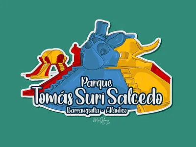 Parque Tomás Suri Salcedo - Ilustración. art digital arte digital barranquilla colombia design desing graphic diseño gráfico illustrator ilustración parque