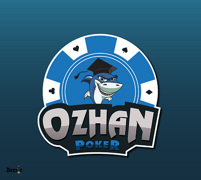 OZHAN POKER art branding design flat illustration logo logodesign logotype poker shark typography vector web website