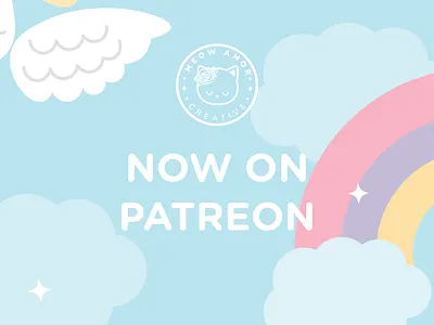Meow Amor Creative now on PATREON angel cat art cats design designer illustrations kawaii news patreon pattern product rainbow vector