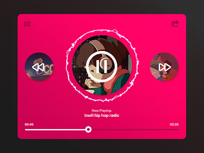 UI Challenge Day 066 - Music Player lowfi radio music player ui ui challenge ui design