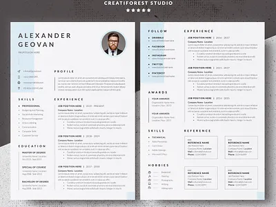 Resume/CV a4 cover letter creatiforest creative curriculum vitae cv design minimal resume resume template resume word