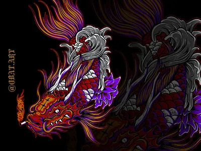 k.o.w.i illustration artwork design digital art drawing illustrations koi tattoo design