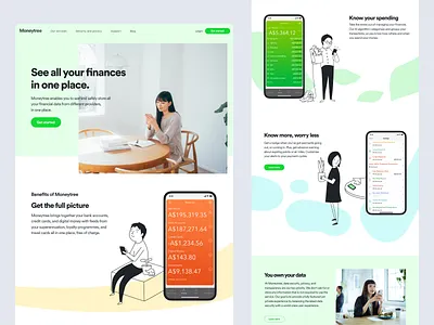 Moneytree website and brand art direction brand identity branding character clean color creative design desktop flat illustration interface minimal photography playful ui web web design website website design