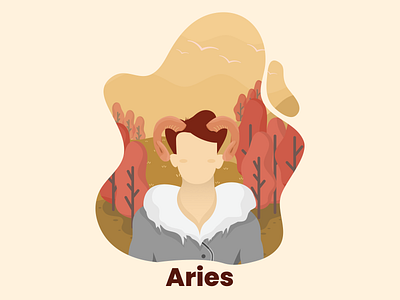 Aries Zodiac Sign aries art character cute design flat flatdesign gradient illustration orange ram red zodiac zodiac sign