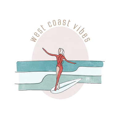 West Coast Vibes branding design clean hawaii high end illustration lineart monoline outdoors surfer surfing