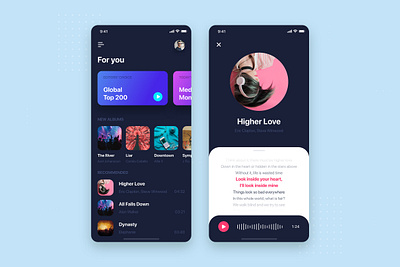 Music mobile app concept album app concept flat illustration interface kit lyrics material mobile music app musician singer song ui ui kit