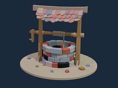 01_Well modeling in blender 3d 3d art blender blender 3d blender3d blender3dart low poly lowpoly material modeling modelling water well