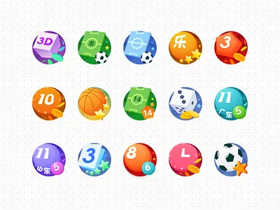 一组彩票图标设计 icon 彩票 彩色 渐变 福利彩票