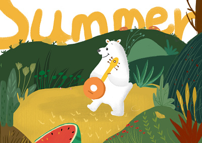 summer bear design illustration