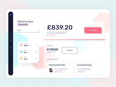 Dashboard Clarion App blue branding clean ui dashboad dashboard ui design geometic hexagon minimal pastel pink product design simple design typography ui userinterface ux web web app