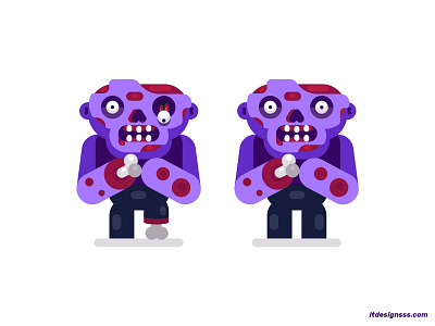 Zombies 2 ( purple version) bones cute dead dead characters flat art flat design funny illustrator vector vector illustration zombie zombies