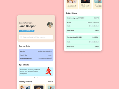 Food Delivery App app beach delivery delivery app design flat food illustration minimal portugal summer tracking ui ux web website