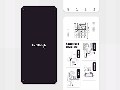 Healthhub - Mobile App app appdesign concept medic medical medical app medical care medical design medicine minimal minimalist minimalistic mobile app mobile app design mobile design mobile ui news newsapp ui ux