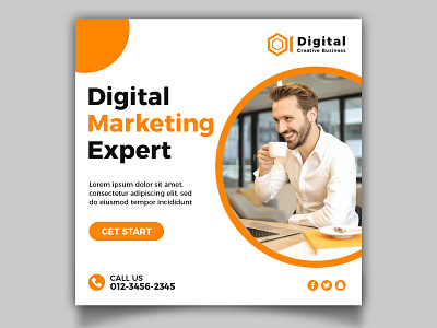 Digital Marketing Social Media Post Template marketing media